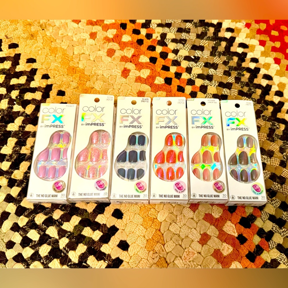Lot Of 6 Sets Of Color FX imPRESS Nails
